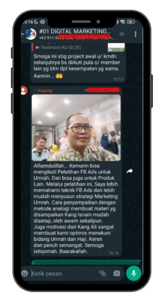 Testimoni peserta mentoring umroh 1