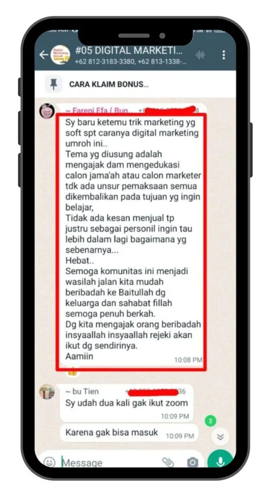 Testimoni peserta mentoring umroh 6